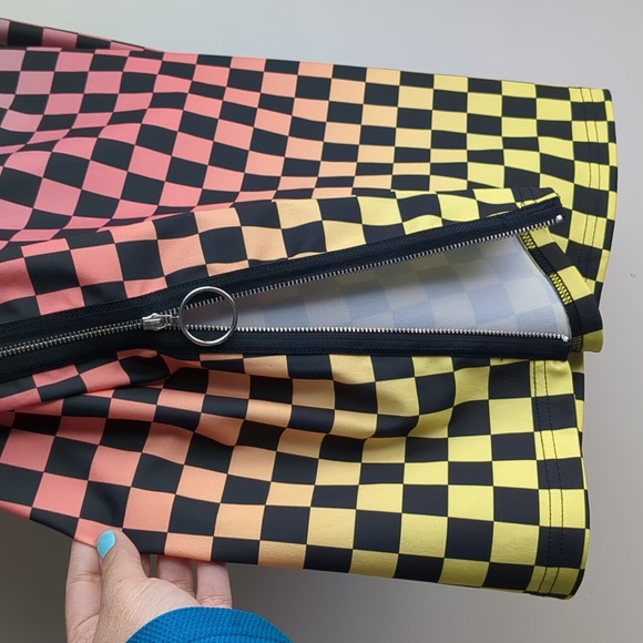 Shein Rainbow Checkered Skirt - Picture 3 of 4